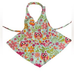 Colorful Owl Print Kids Apron